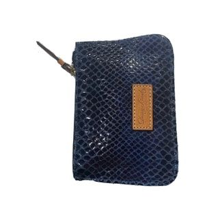 Dooney & Bourke Navy Blue Snake Embossed Erica Large Shoulder Bag Tote Purse